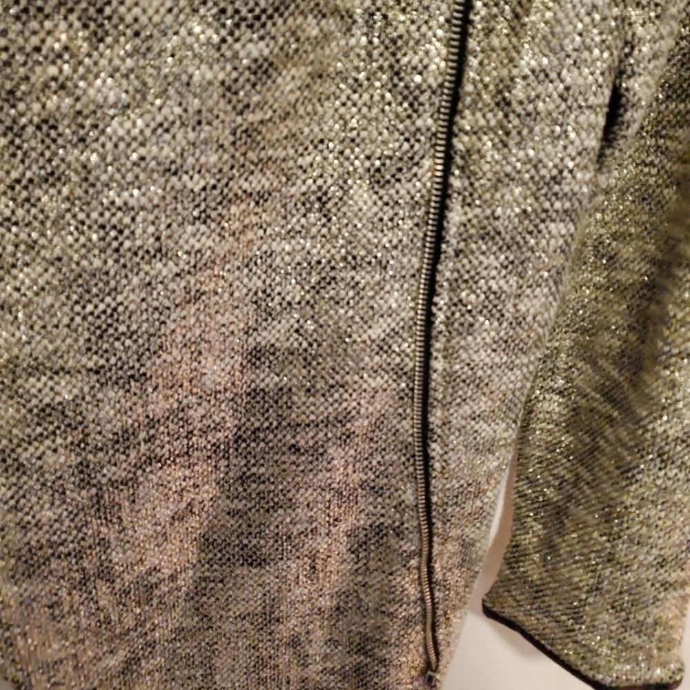 Stella and Dot Metallic Waterfall Zip Up Moto Style Blazer - Picture 3 of 11